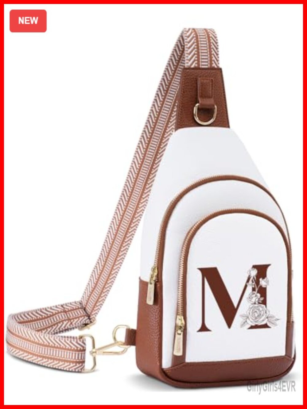 Personalized Crossbody Bag with Initial Letter, PU Leather Sling Bag for Travel